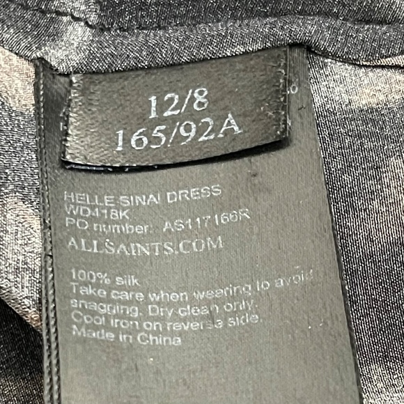 All Saints Silk Shirt Dress - Helle Sinai Big Cat Print, A BEAUTY ~ Size 8 - Picture 12 of 12